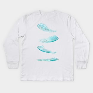 falling palm leaf watercolor Kids Long Sleeve T-Shirt